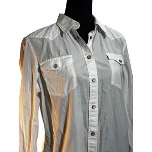LRL Ralph Lauren Jeans Co. Women's White Western‎ Snap Button Shirt XL